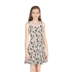 Girls' Sundress — Neutral Woodland Animal Floral Pattern