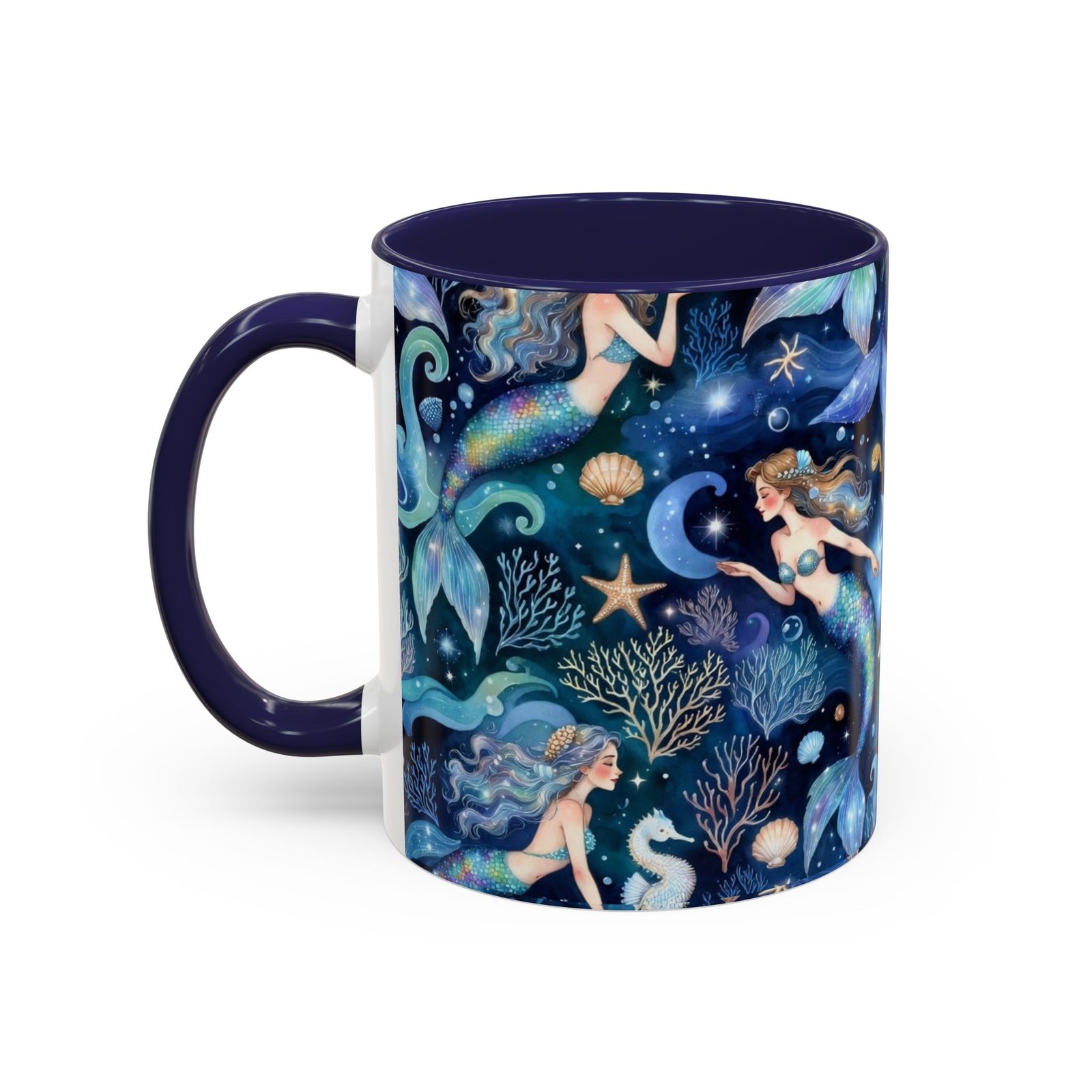 Mermaid Sea Pattern Accent Coffee Mug – 11/15oz Oceanic Fantasy Ceramic Mug - Image 11