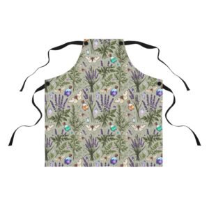 Herbal Potion & Lavender Apron — Botanical Witchy Kitchen Apron