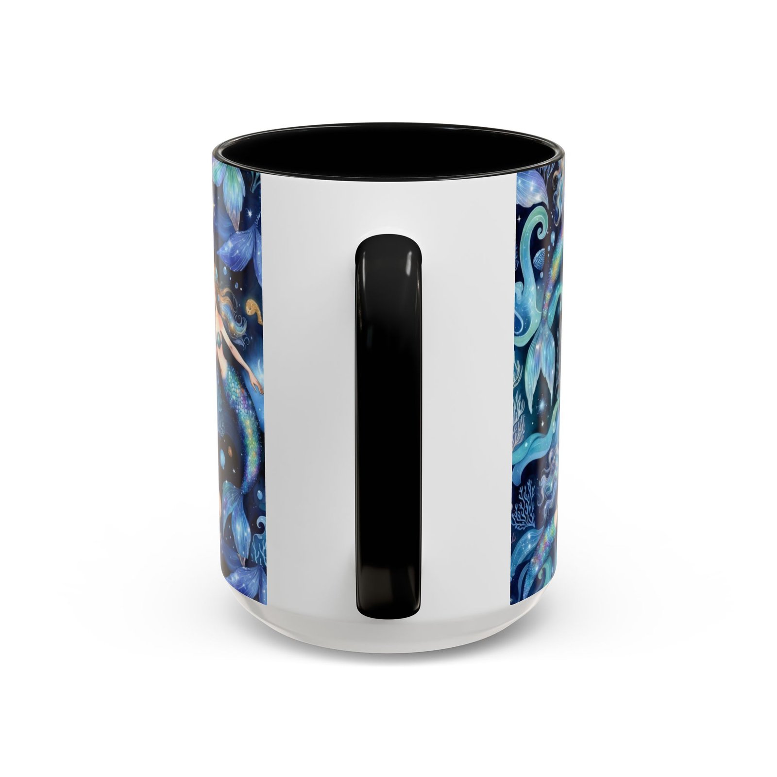 Mermaid Sea Pattern Accent Coffee Mug – 11/15oz Oceanic Fantasy Ceramic Mug - Image 20