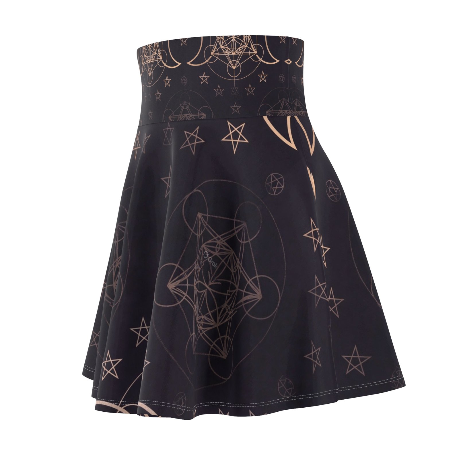 Mystic Moon Skater Skirt — Celestial Crescent & Sacred Geometry Print - Image 4