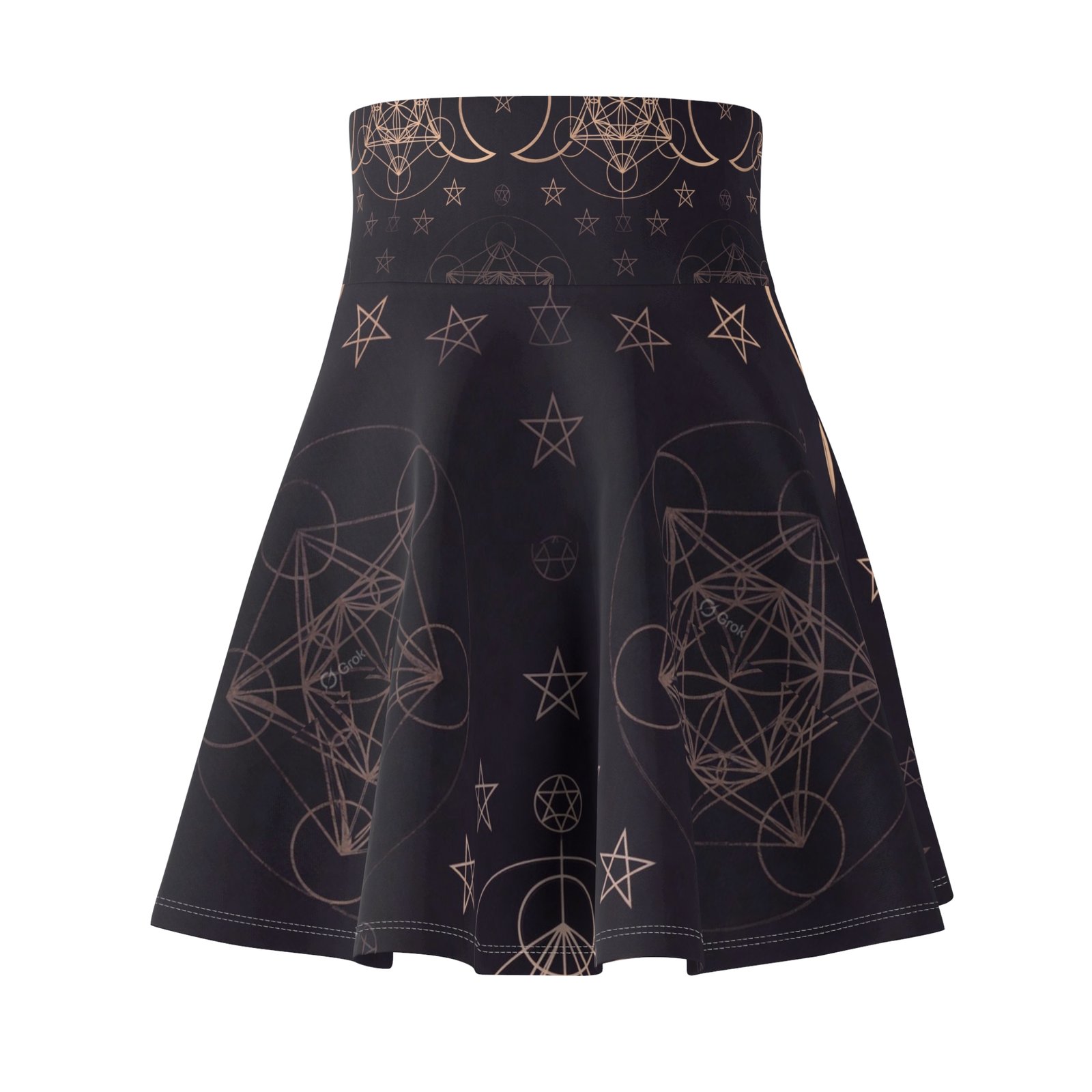 Mystic Moon Skater Skirt — Celestial Crescent & Sacred Geometry Print - Image 3