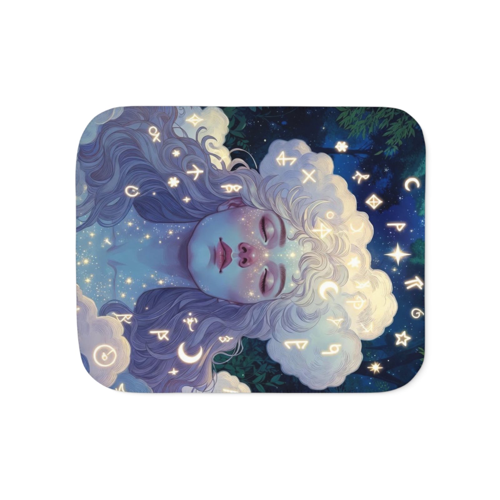 Celestial Dream Sherpa Blanket — Cozy Two‑Tone Throw with Starry Goddess Art - Image 13