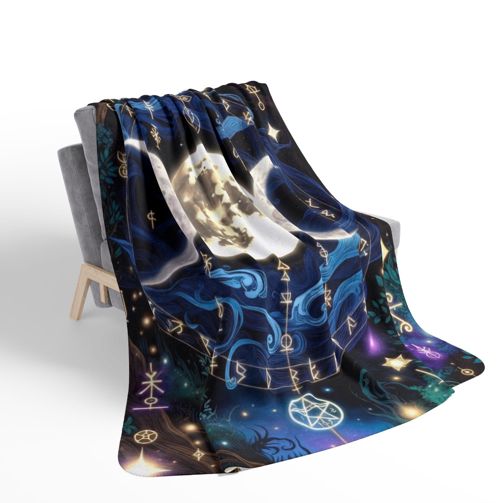 Whispering Arcane Moon Triple Goddess Fleece Sherpa Blanket - Image 6