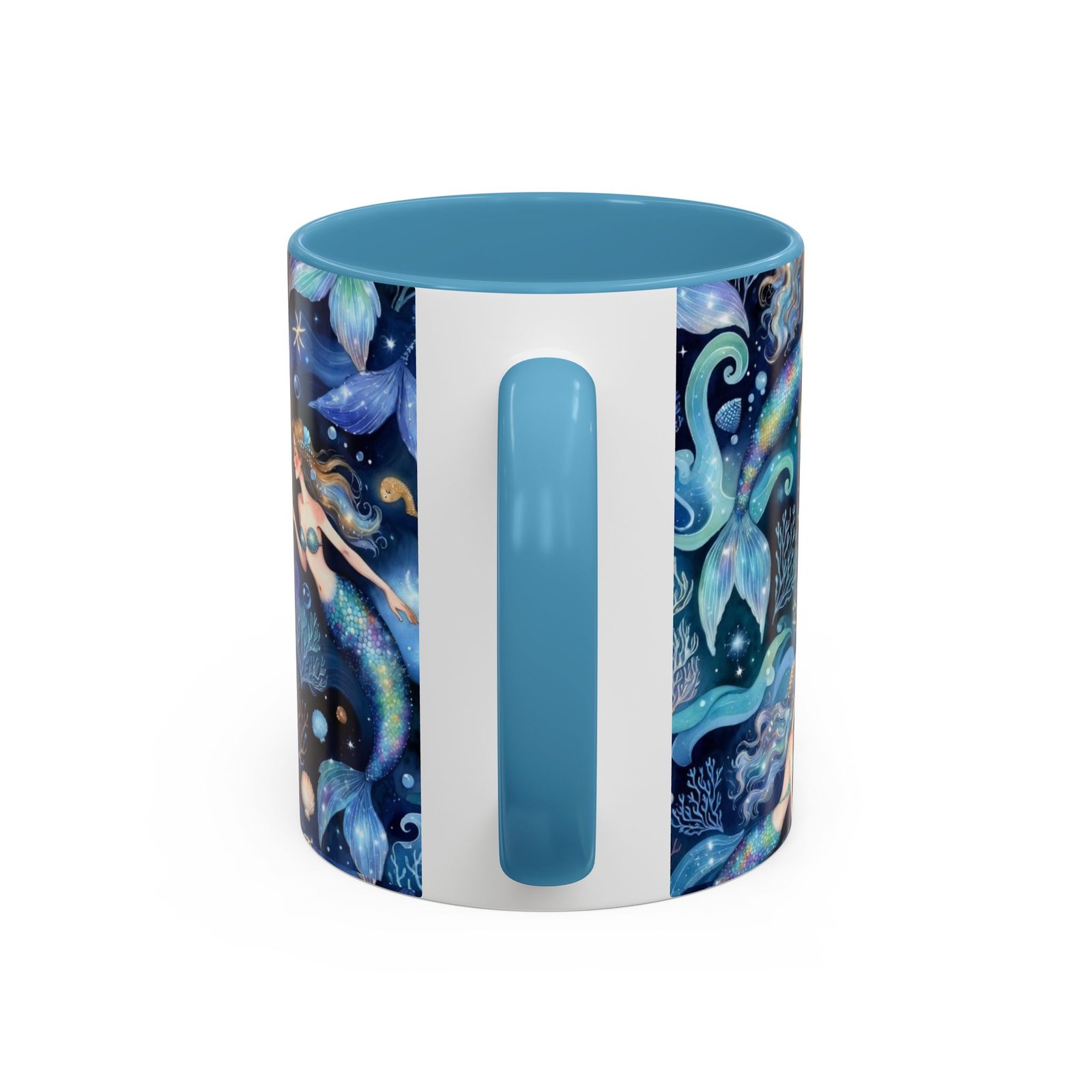 Mermaid Sea Pattern Accent Coffee Mug – 11/15oz Oceanic Fantasy Ceramic Mug - Image 28