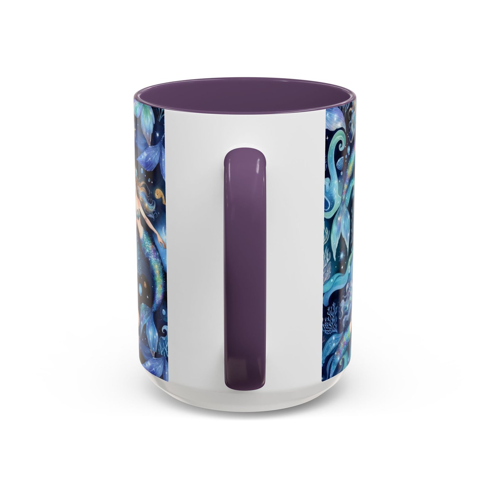 Mermaid Sea Pattern Accent Coffee Mug – 11/15oz Oceanic Fantasy Ceramic Mug - Image 40