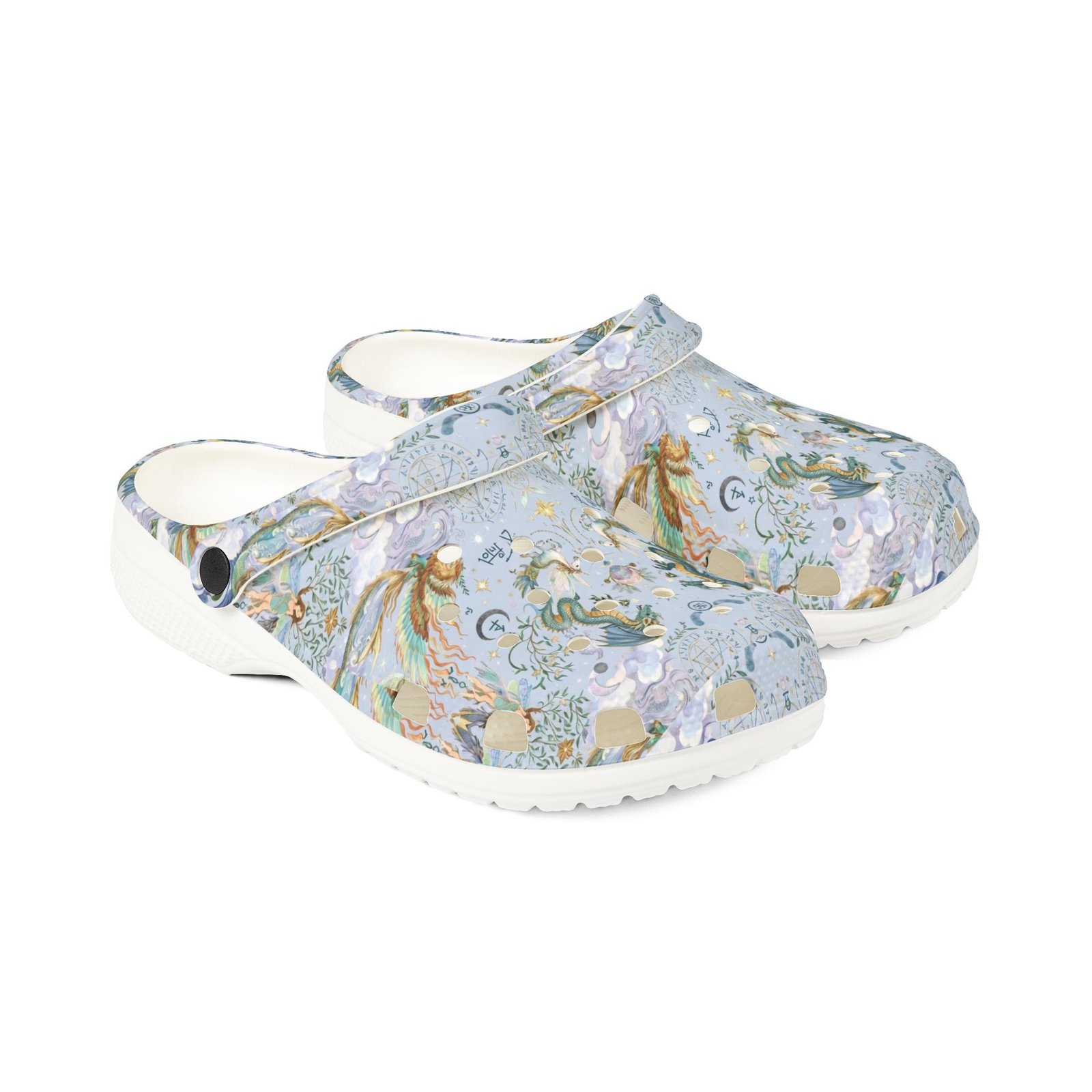 Dragon Mermaid Garden EVA Foam Clogs — Watercolor Sea Creatures Slip-On Shoes - Image 2