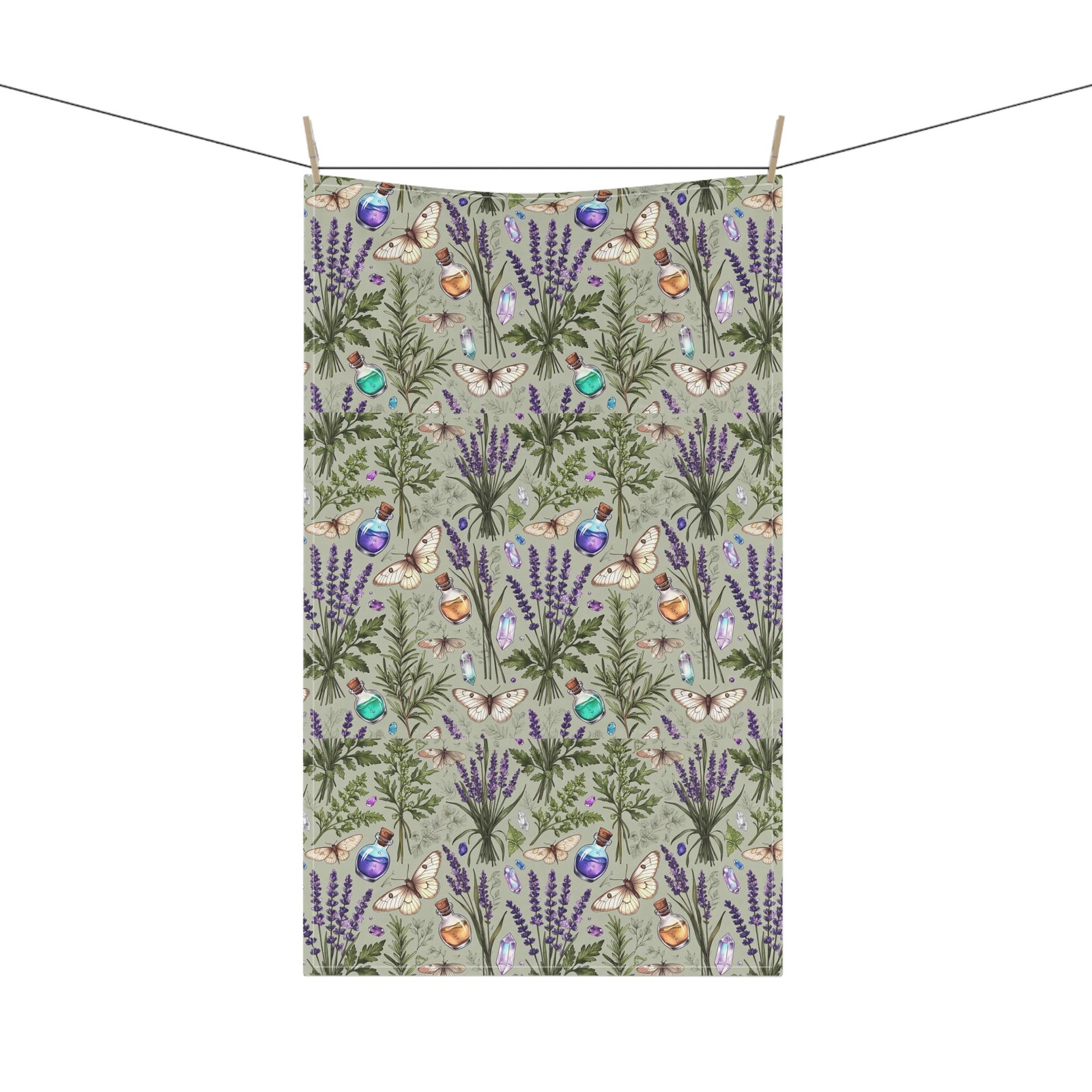 Lavender & Moth Botanical Tea Towel — Floral Herb Kitchen Linen - Image 5
