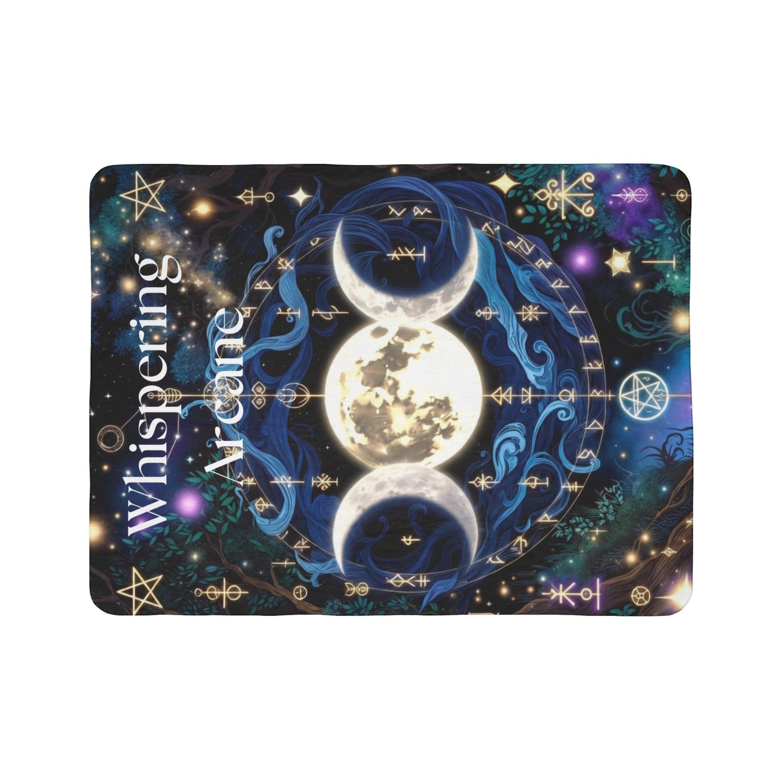 Whispering Arcane Moon Triple Goddess Fleece Sherpa Blanket - Image 9