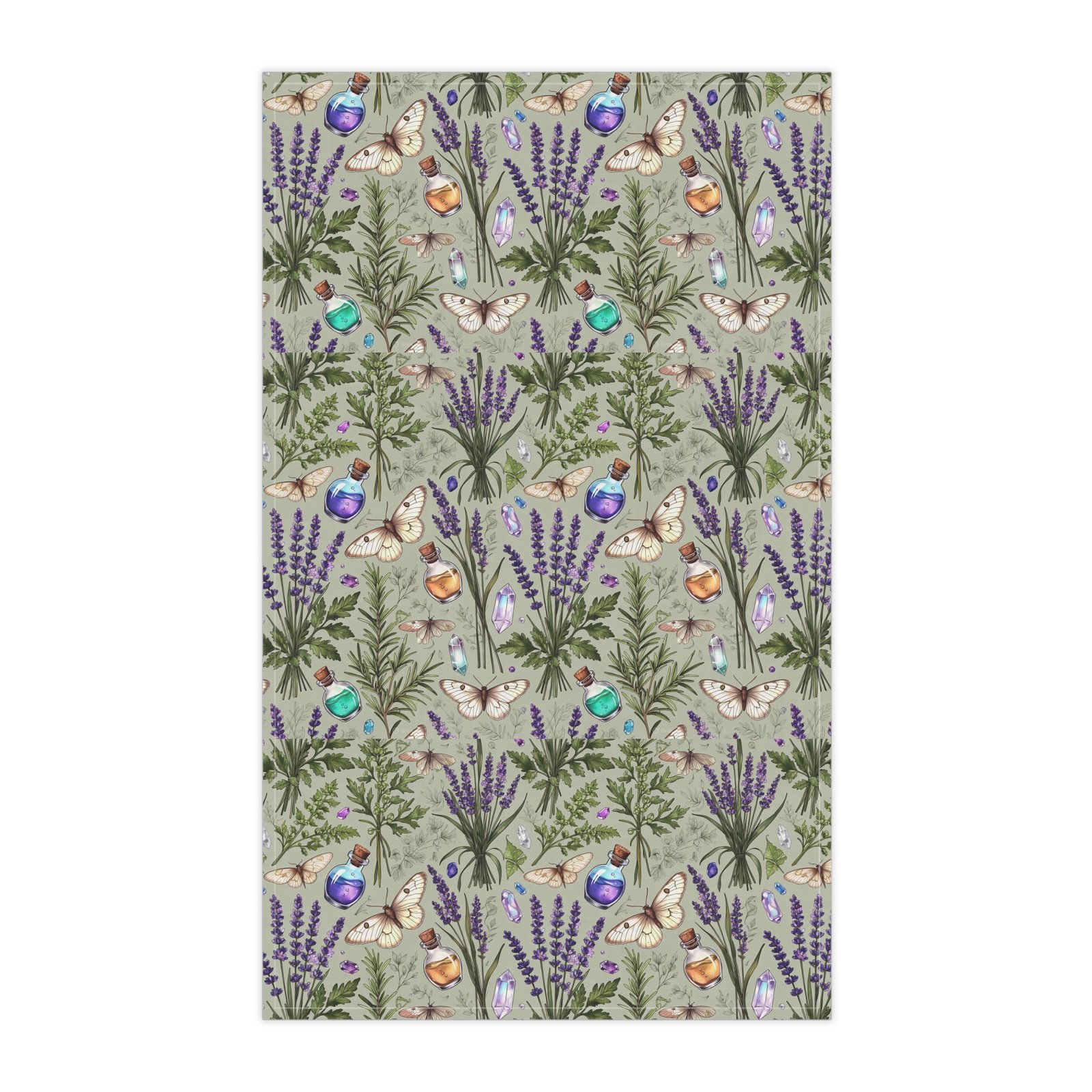 Lavender & Moth Botanical Tea Towel — Floral Herb Kitchen Linen - Image 4