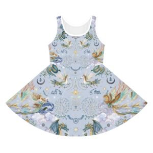 Girls' Dragon & Unicorn Sundress — Fantasy All-Over Print