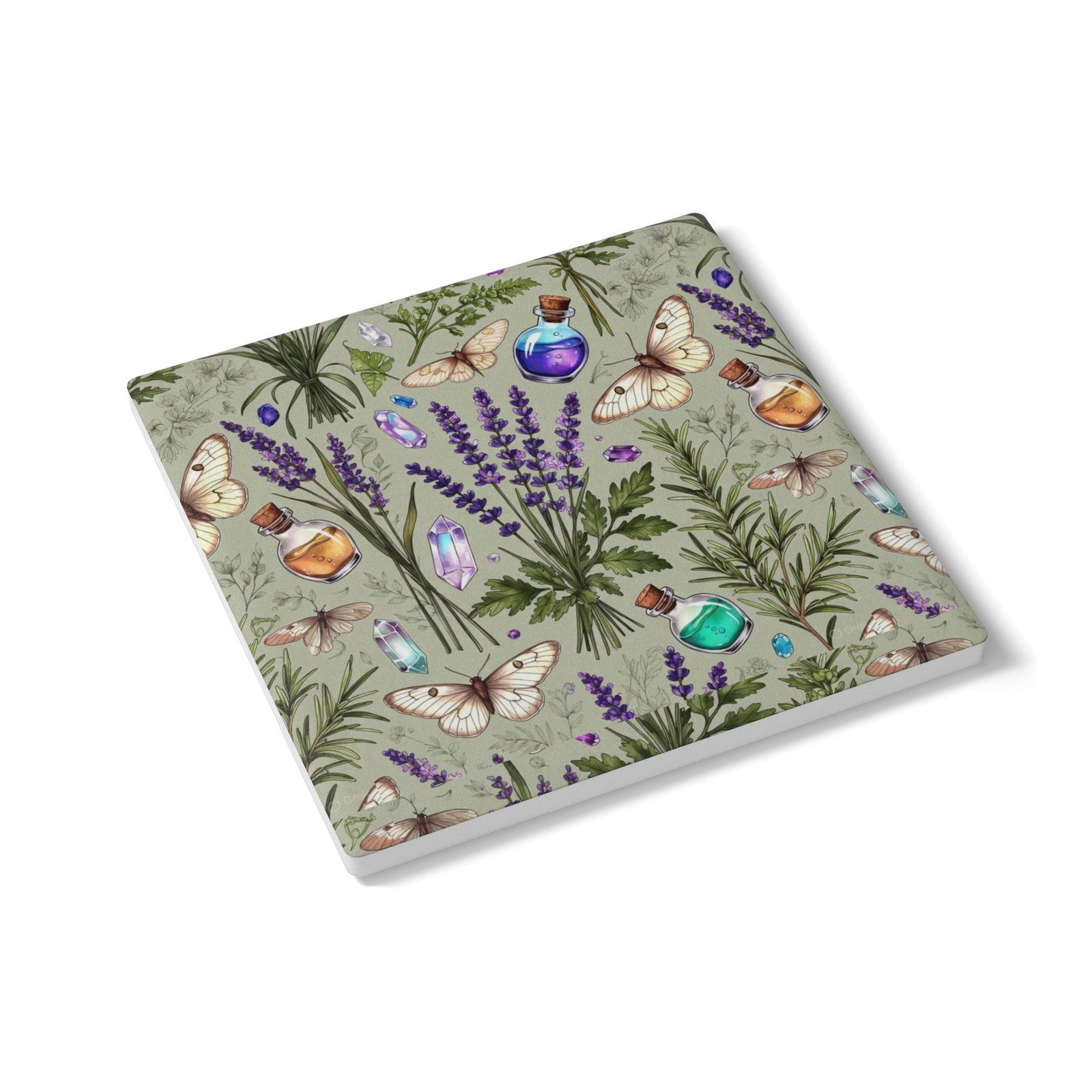 Lavender Apothecary Ceramic Coaster — Botanical, Crystals & Potion Bottle Design - Image 8