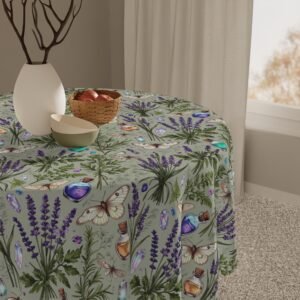 Lavender Butterfly Tablecloth — Floral Cottage Table Linen for Spring & Everyday