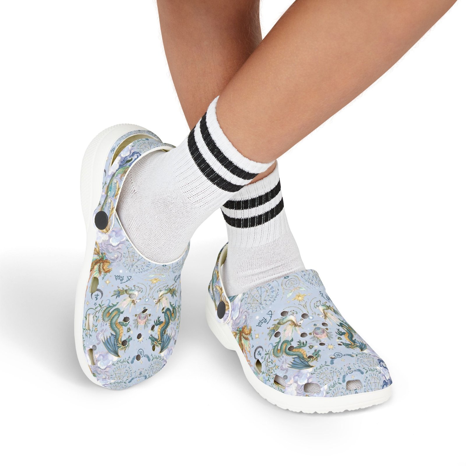 Kids Dragon Mermaid Pattern EVA Foam Clogs — Pastel Ocean Fantasy Slip-Ons - Image 9
