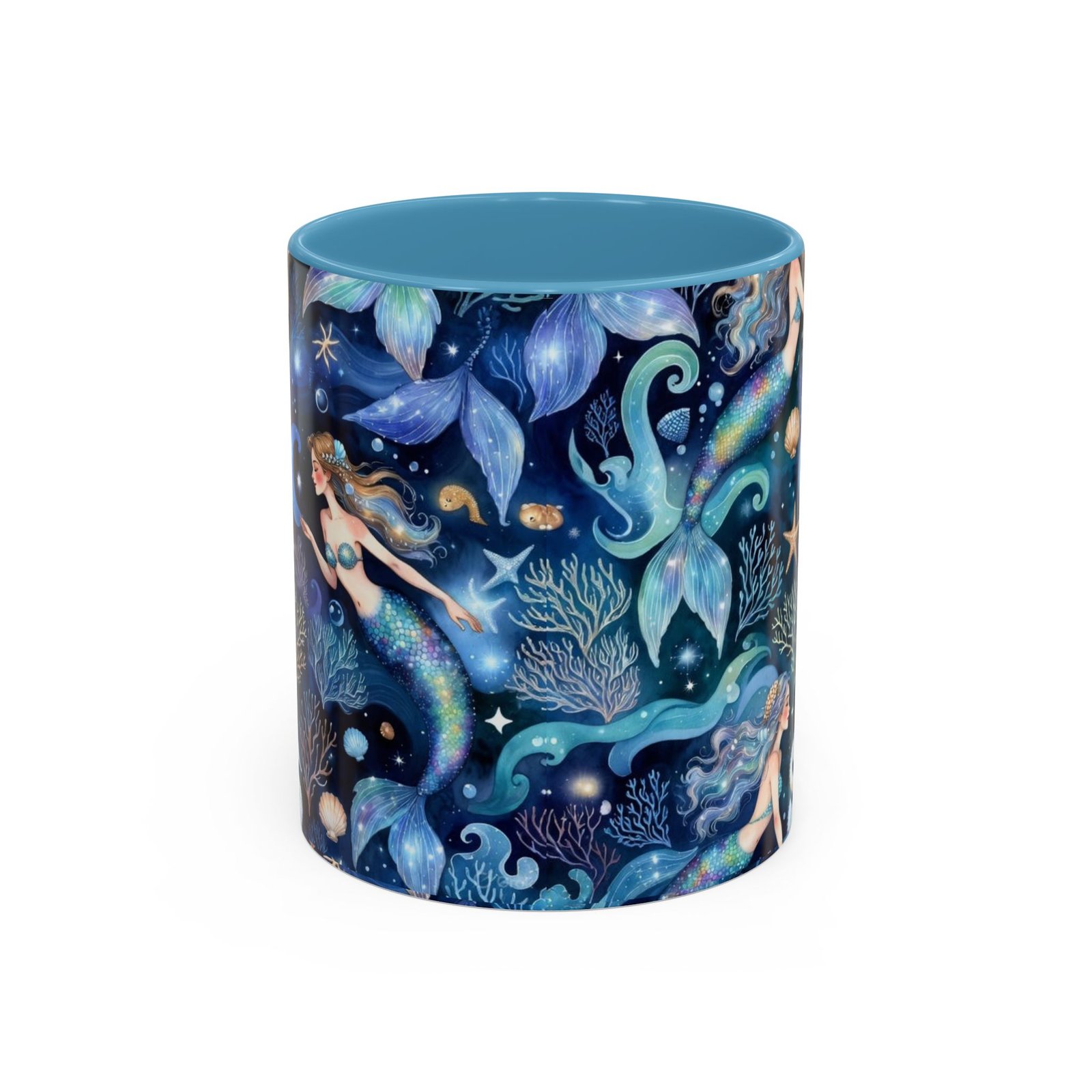 Mermaid Sea Pattern Accent Coffee Mug – 11/15oz Oceanic Fantasy Ceramic Mug - Image 25