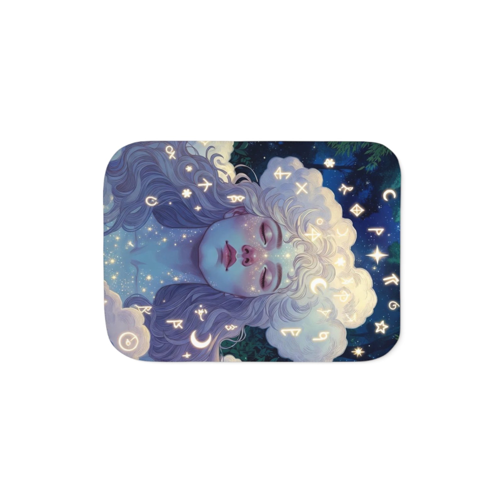 Celestial Dream Sherpa Blanket — Cozy Two‑Tone Throw with Starry Goddess Art - Image 9