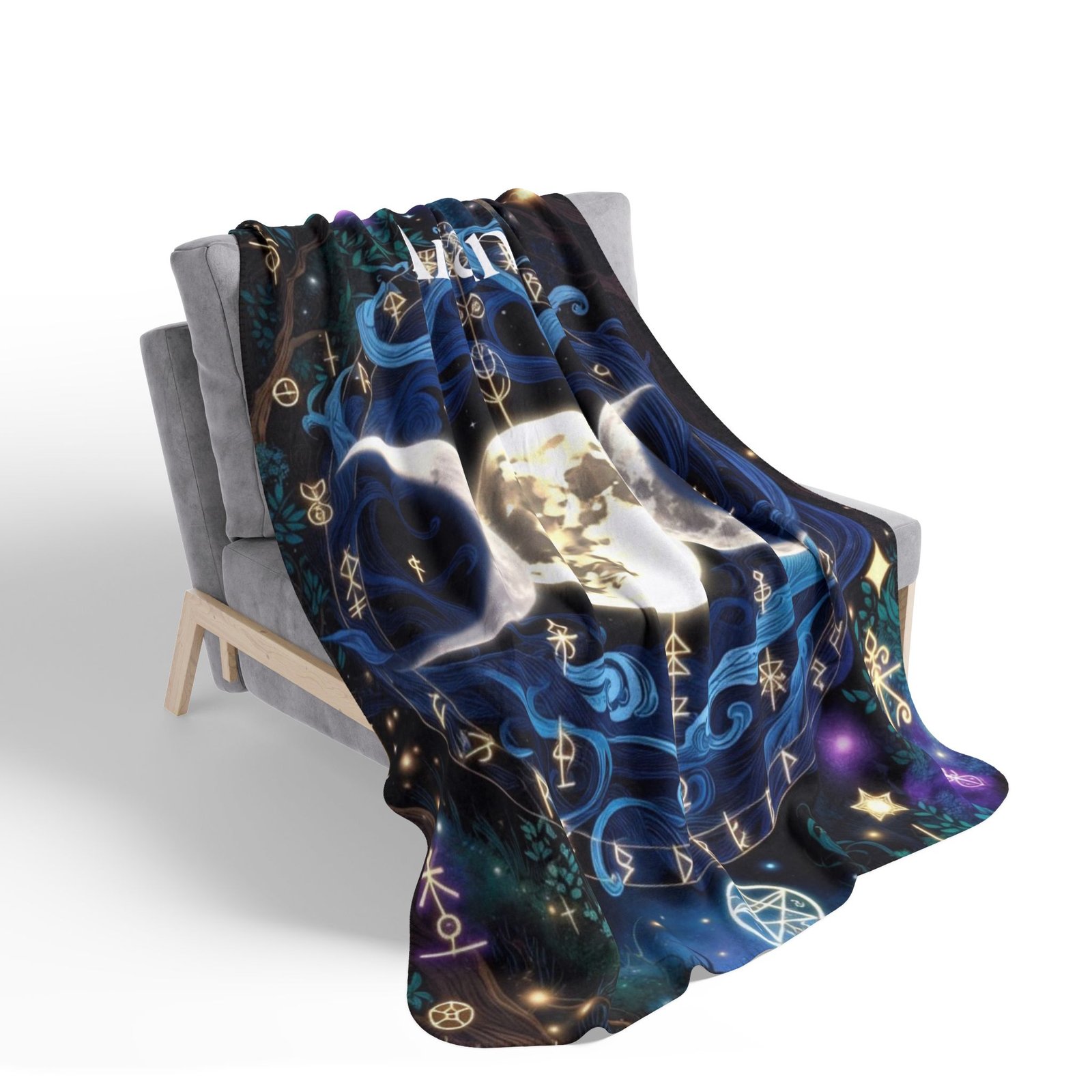 Whispering Arcane Moon Triple Goddess Fleece Sherpa Blanket - Image 24