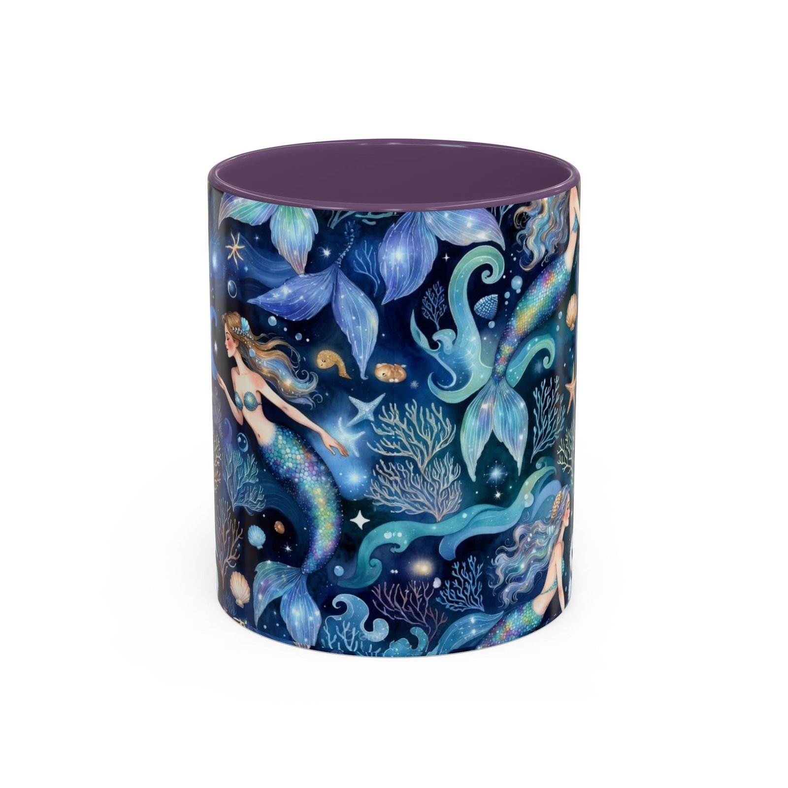 Mermaid Sea Pattern Accent Coffee Mug – 11/15oz Oceanic Fantasy Ceramic Mug - Image 33