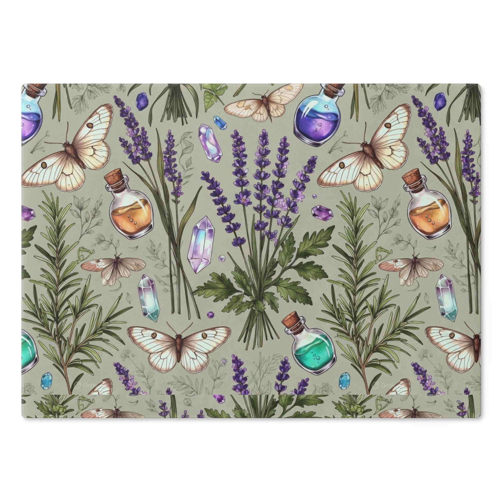 Herbal Apothecary Cutting Board — Lavender, Botanicals & Potion Bottle Kitchen Decor - Image 2