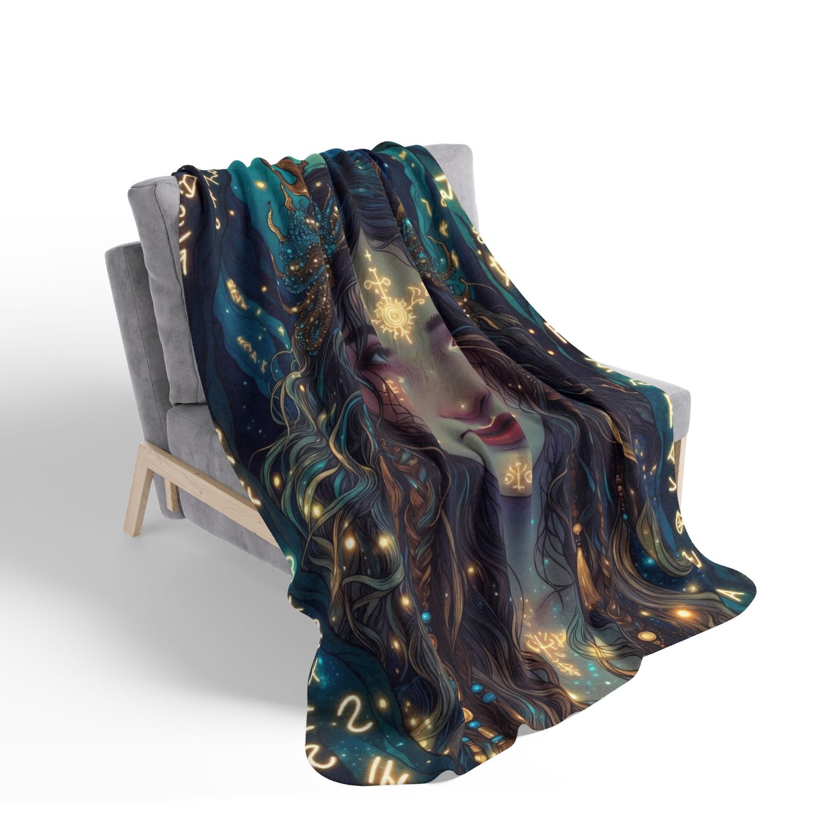 Mystic Forest Queen Sherpa Blanket — Ethereal Goddess Fleece Throw - Image 12