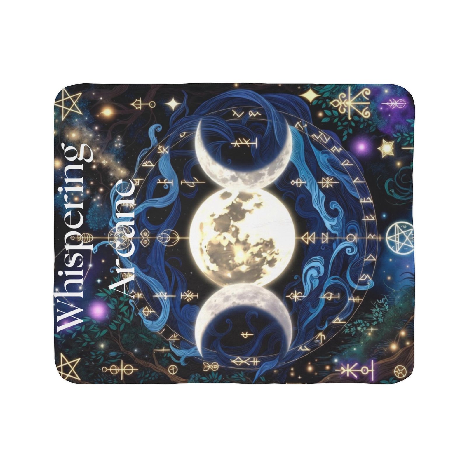 Whispering Arcane Moon Triple Goddess Fleece Sherpa Blanket - Image 15
