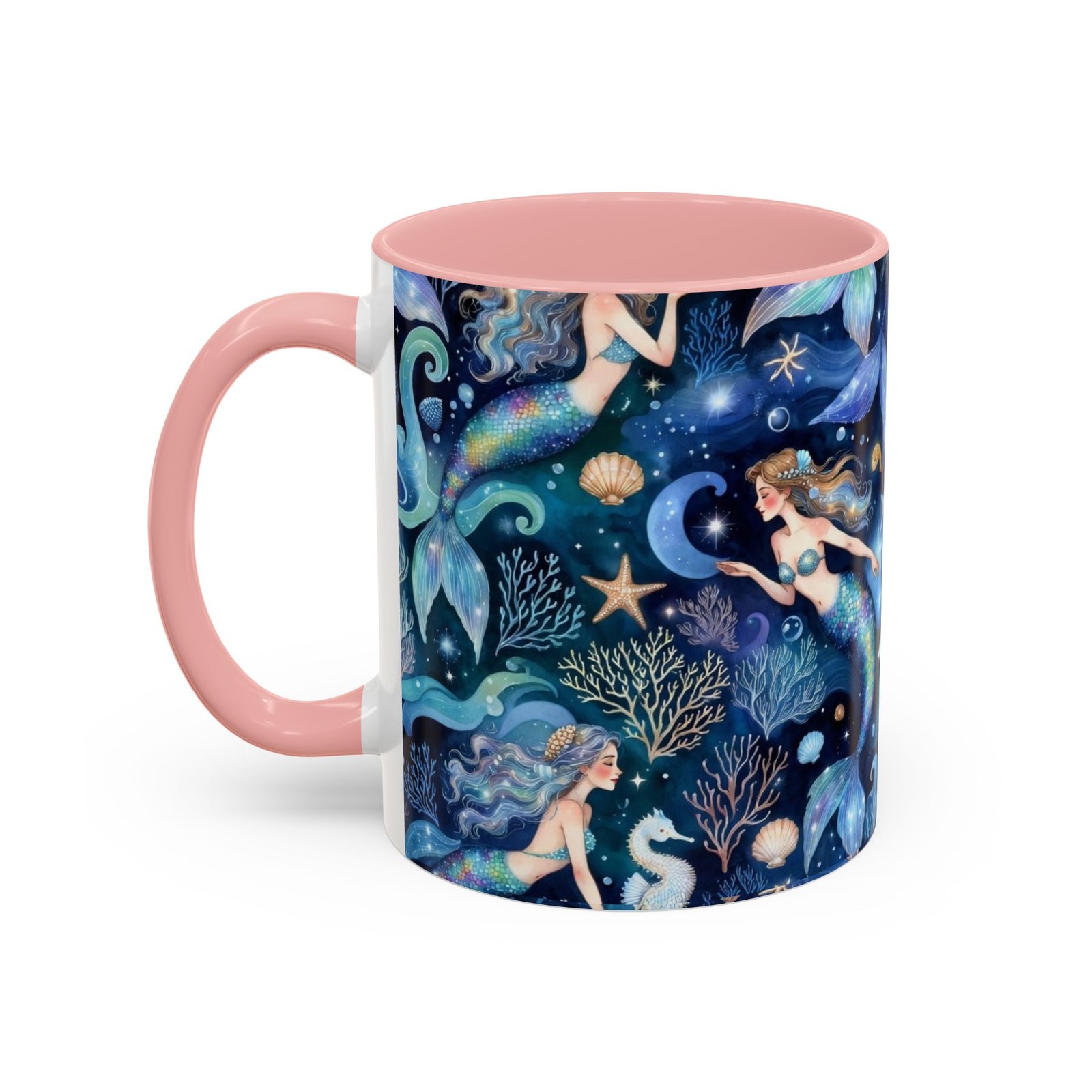 Mermaid Sea Pattern Accent Coffee Mug – 11/15oz Oceanic Fantasy Ceramic Mug - Image 15