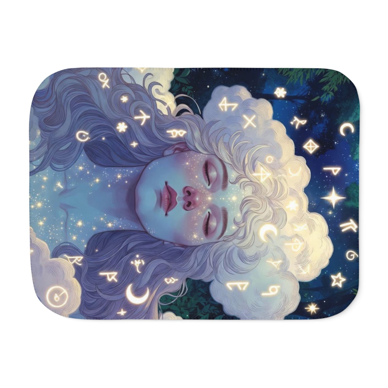 Celestial Dream Sherpa Blanket — Cozy Two‑Tone Throw with Starry Goddess Art - Image 3
