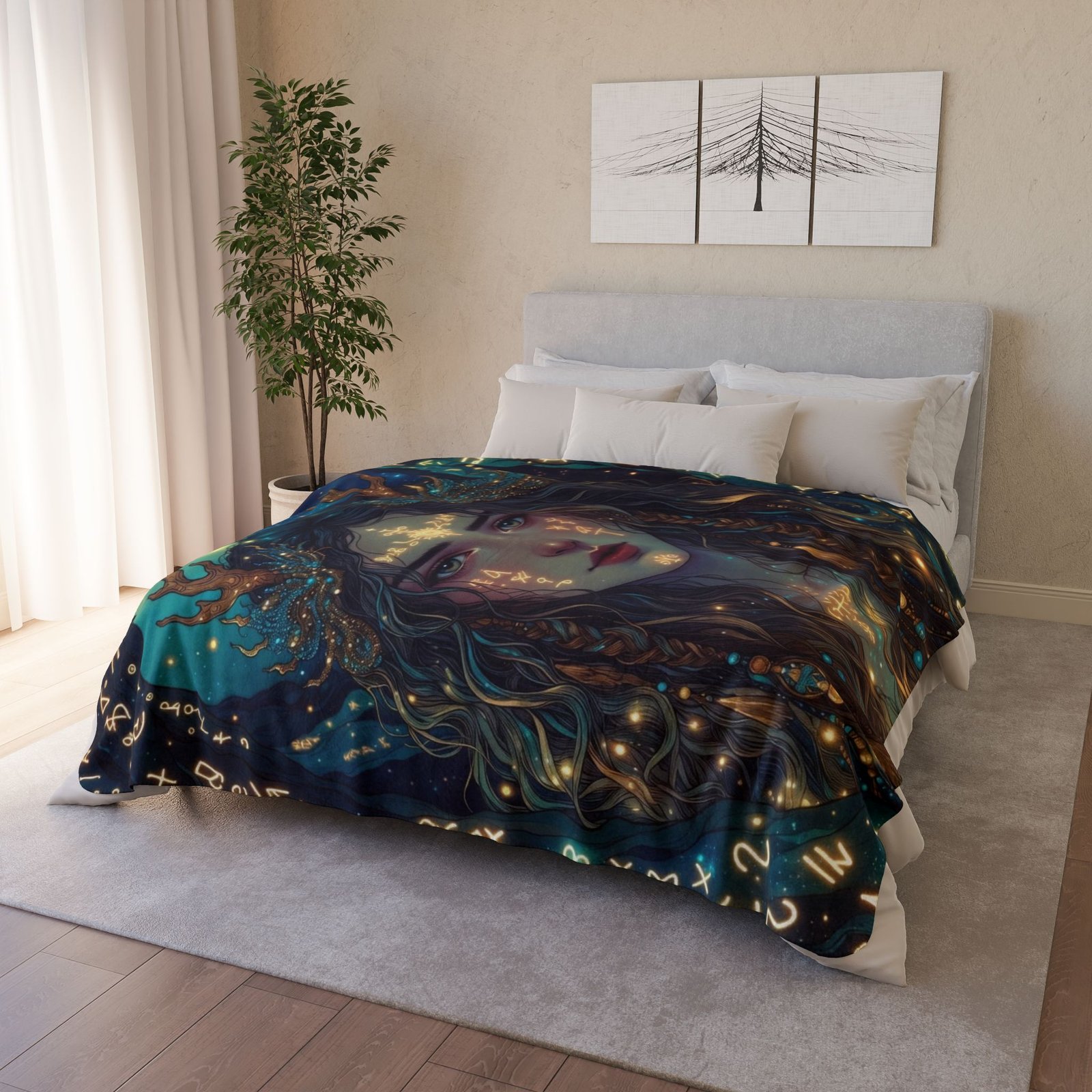 Mystic Forest Queen Sherpa Blanket — Ethereal Goddess Fleece Throw - Image 2