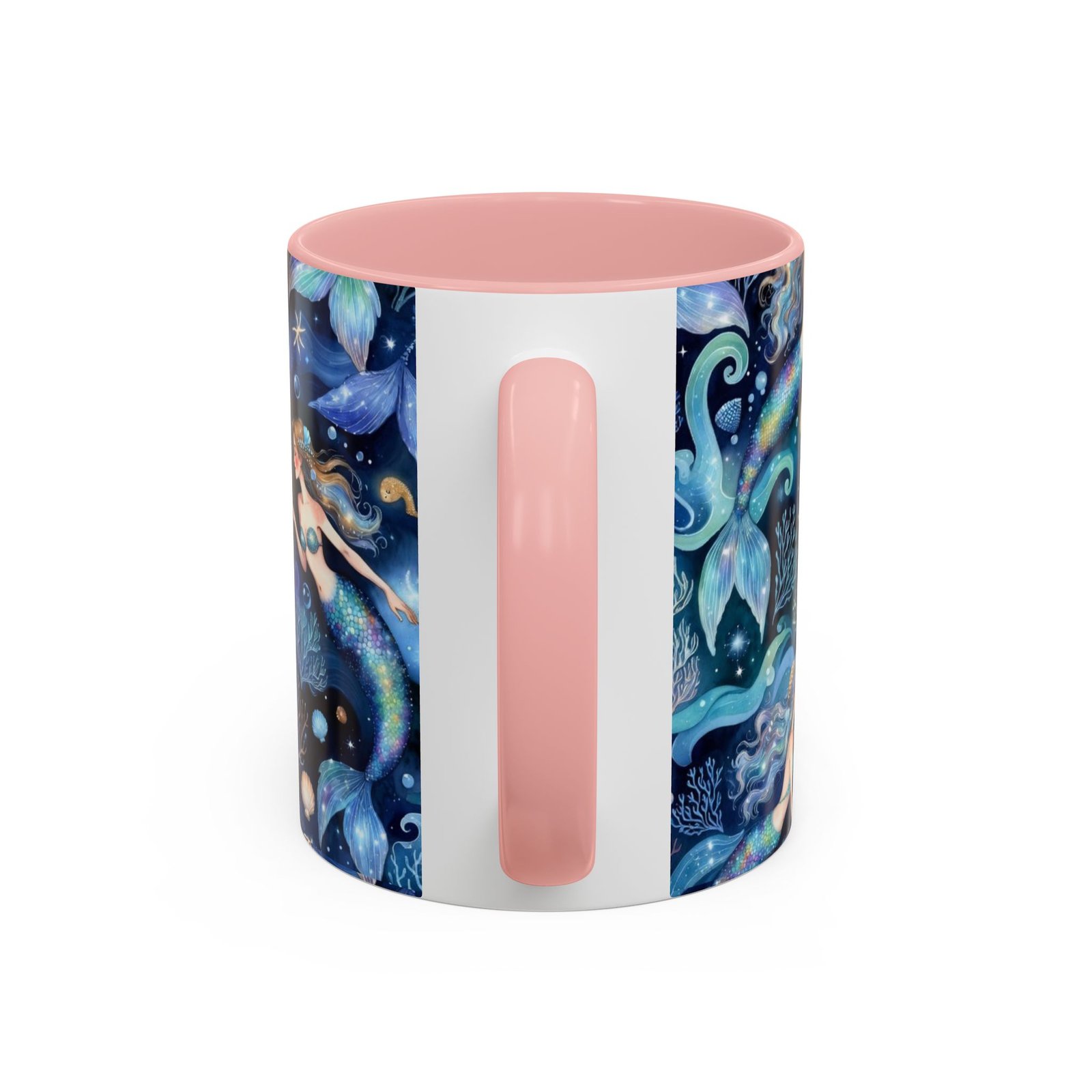 Mermaid Sea Pattern Accent Coffee Mug – 11/15oz Oceanic Fantasy Ceramic Mug - Image 16