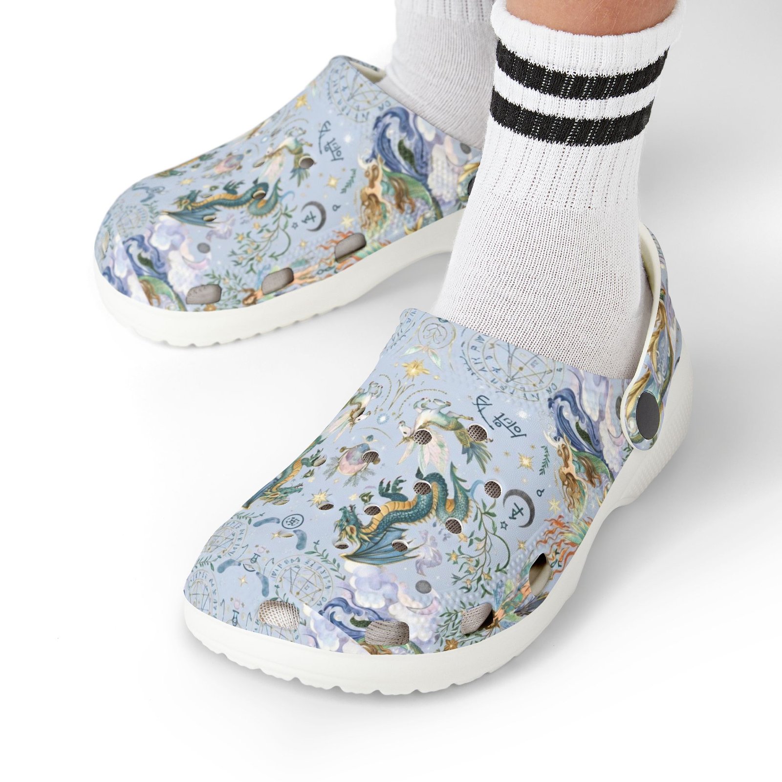 Kids Dragon Mermaid Pattern EVA Foam Clogs — Pastel Ocean Fantasy Slip-Ons - Image 7