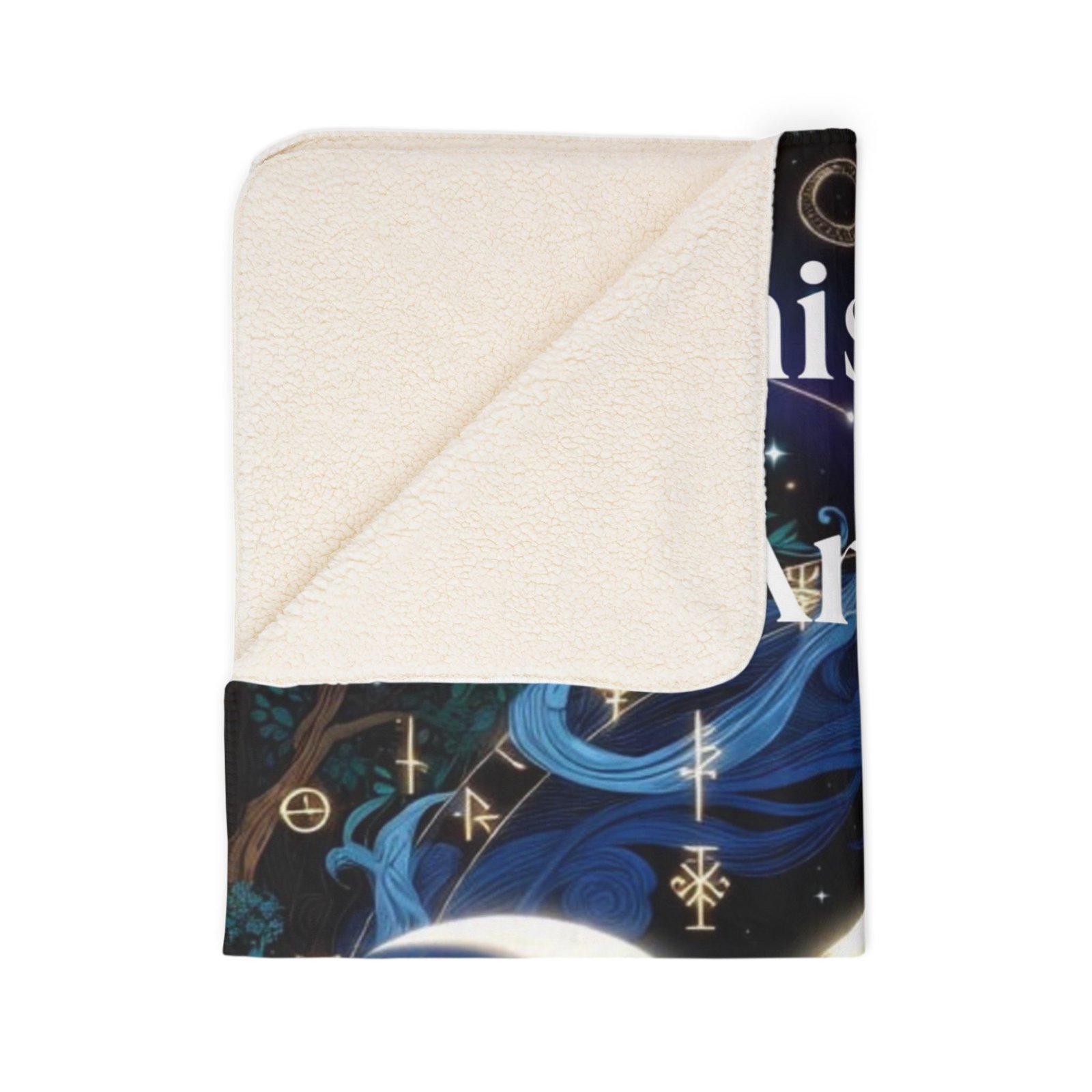 Whispering Arcane Moon Triple Goddess Fleece Sherpa Blanket - Image 5