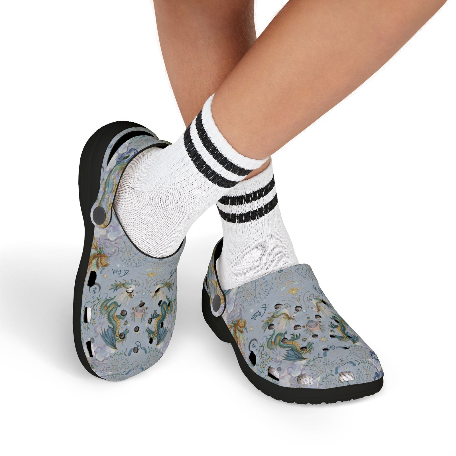 Kids Dragon Mermaid Pattern EVA Foam Clogs — Pastel Ocean Fantasy Slip-Ons - Image 18