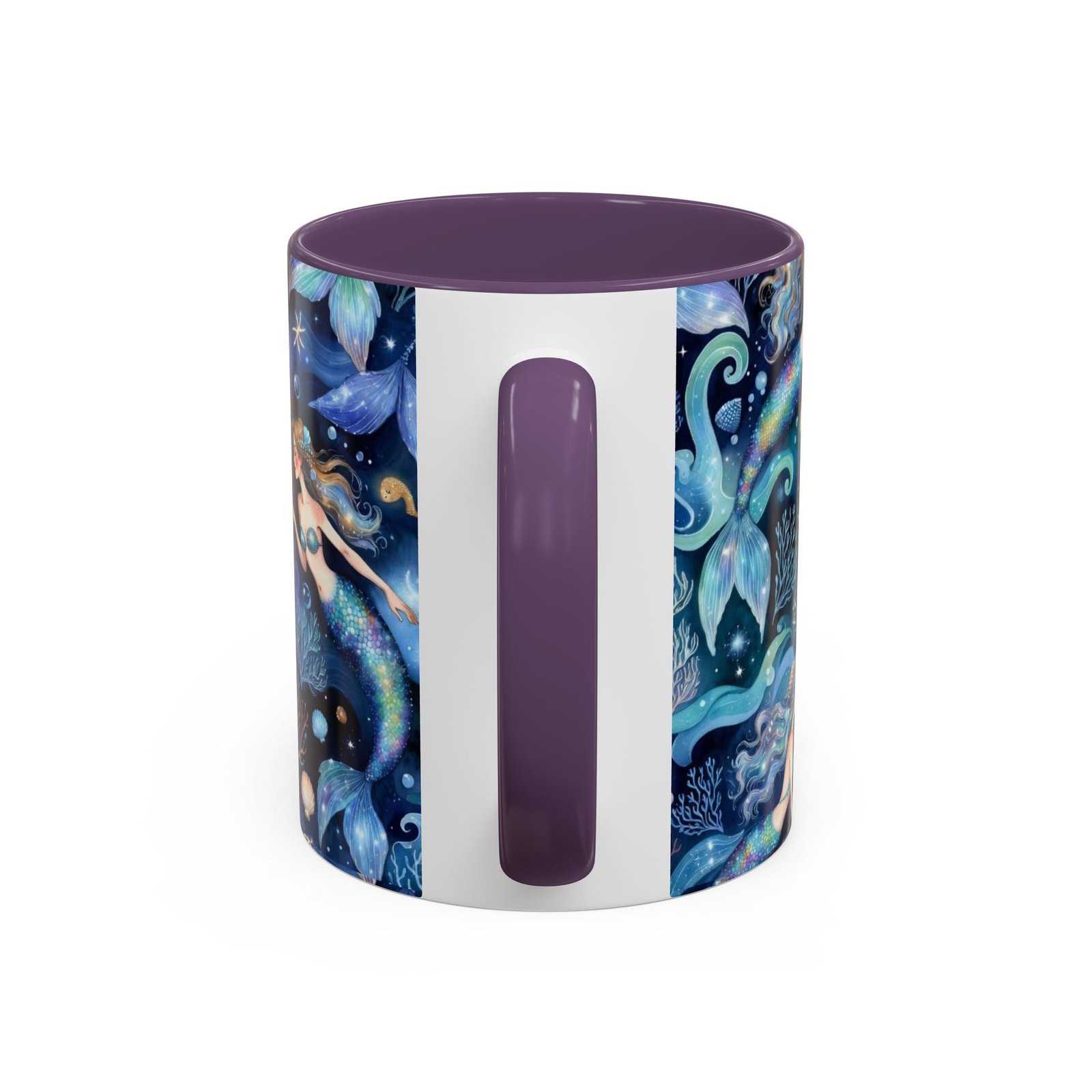 Mermaid Sea Pattern Accent Coffee Mug – 11/15oz Oceanic Fantasy Ceramic Mug - Image 36