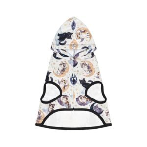 Moonlit Cats Pet Hoodie — Cute Celestial Cat Print Dog & Cat Hoodie - 2XL, Black Rib