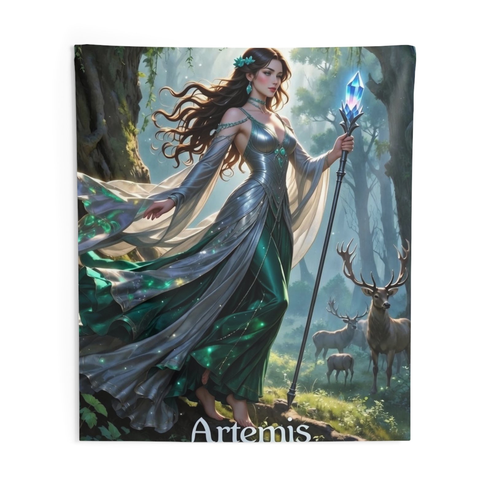 Artemis Forest Goddess Tapestry — Mythical Woodland Wall Art - Image 6