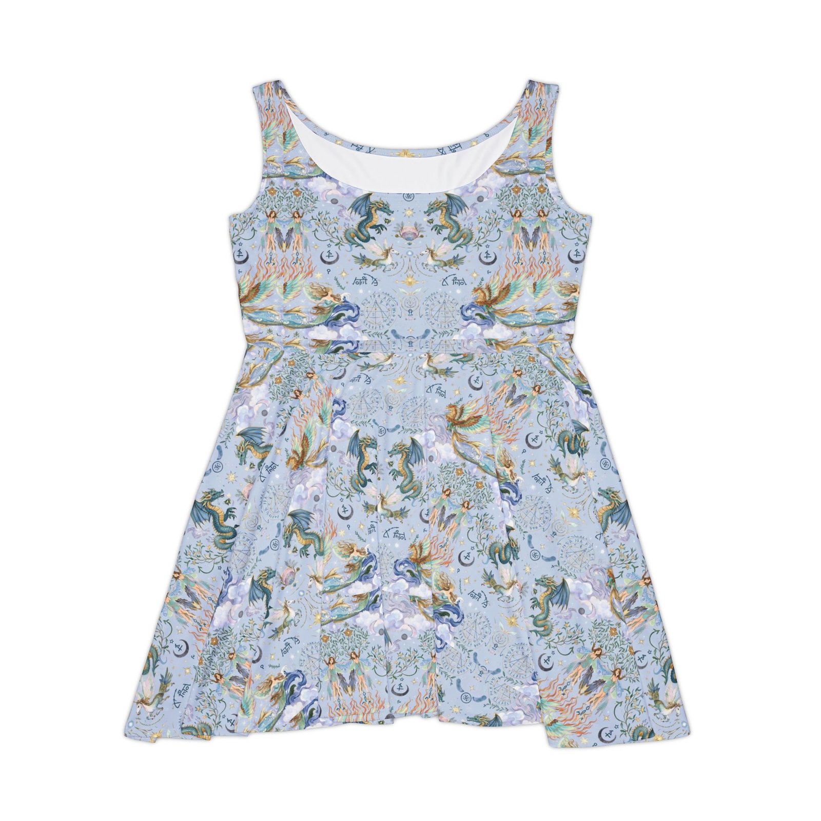 Dragon Mermaid Phoenix Watercolor Skater Dress - Image 2