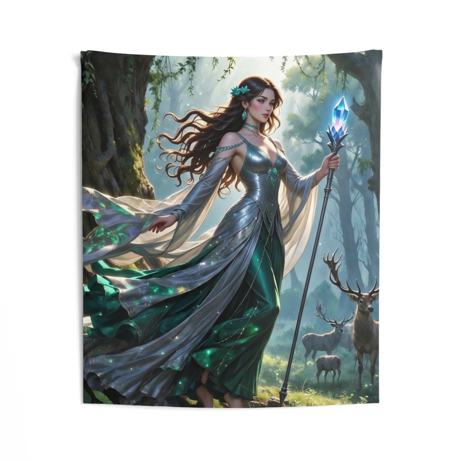 Artemis Forest Goddess Tapestry — Mythical Woodland Wall Art - Image 2