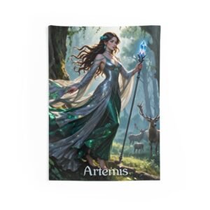 Artemis Forest Goddess Tapestry — Mythical Woodland Wall Art