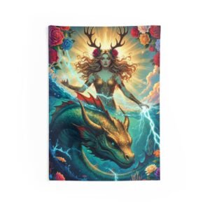 Mythic Sea Goddess Tapestry — Rose Matriarch - Fantasy Dragon Wall Art for Bedroom & Living Room