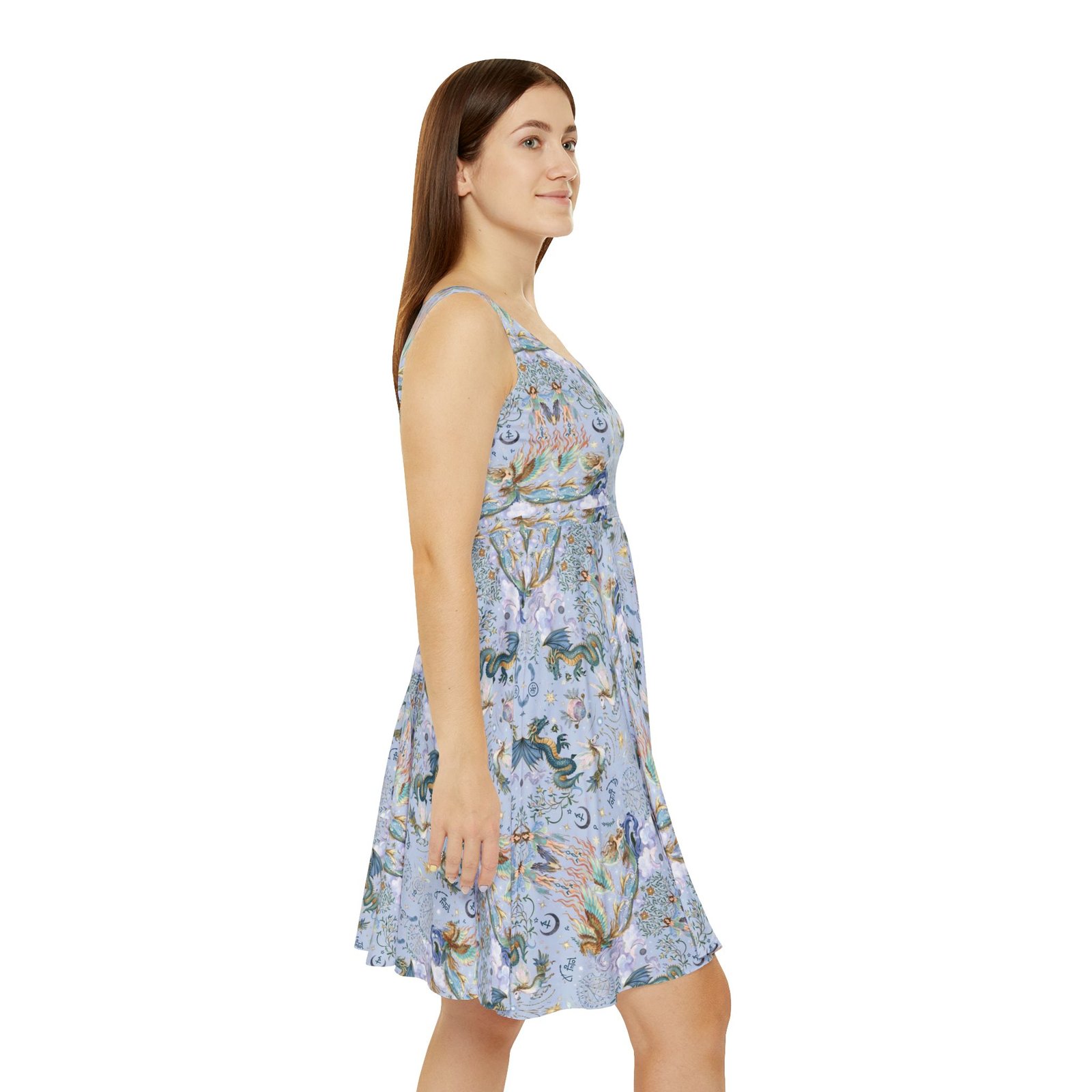 Dragon Mermaid Phoenix Watercolor Skater Dress - Image 6