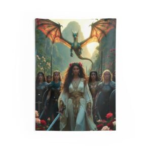 Fantasy Warrior Queen Tapestry - Rose Matriarch — Dragon & Shieldmaidens Wall Art