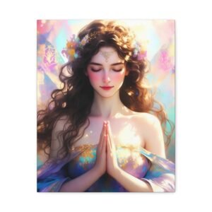 Meditative Goddess Canvas Art — Serene Prayer Woman Matte Stretched Print