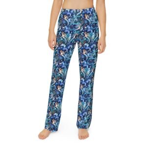 Kids Blue Ocean Wave Mermaid Lounge Pants — All-Over Print Cozy Pajama Bottoms