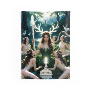 Artemis Forest Goddess Tapestry — Mythic Deer Queen Wall Art