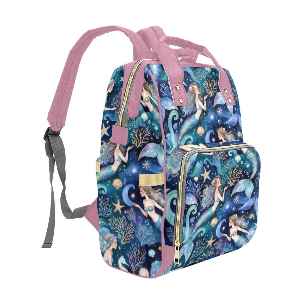 Mermaid diaper bag / backpack Pink Handle Multi-Function Diaper Backpack/Diaper Bag (Model 1688) - Image 3