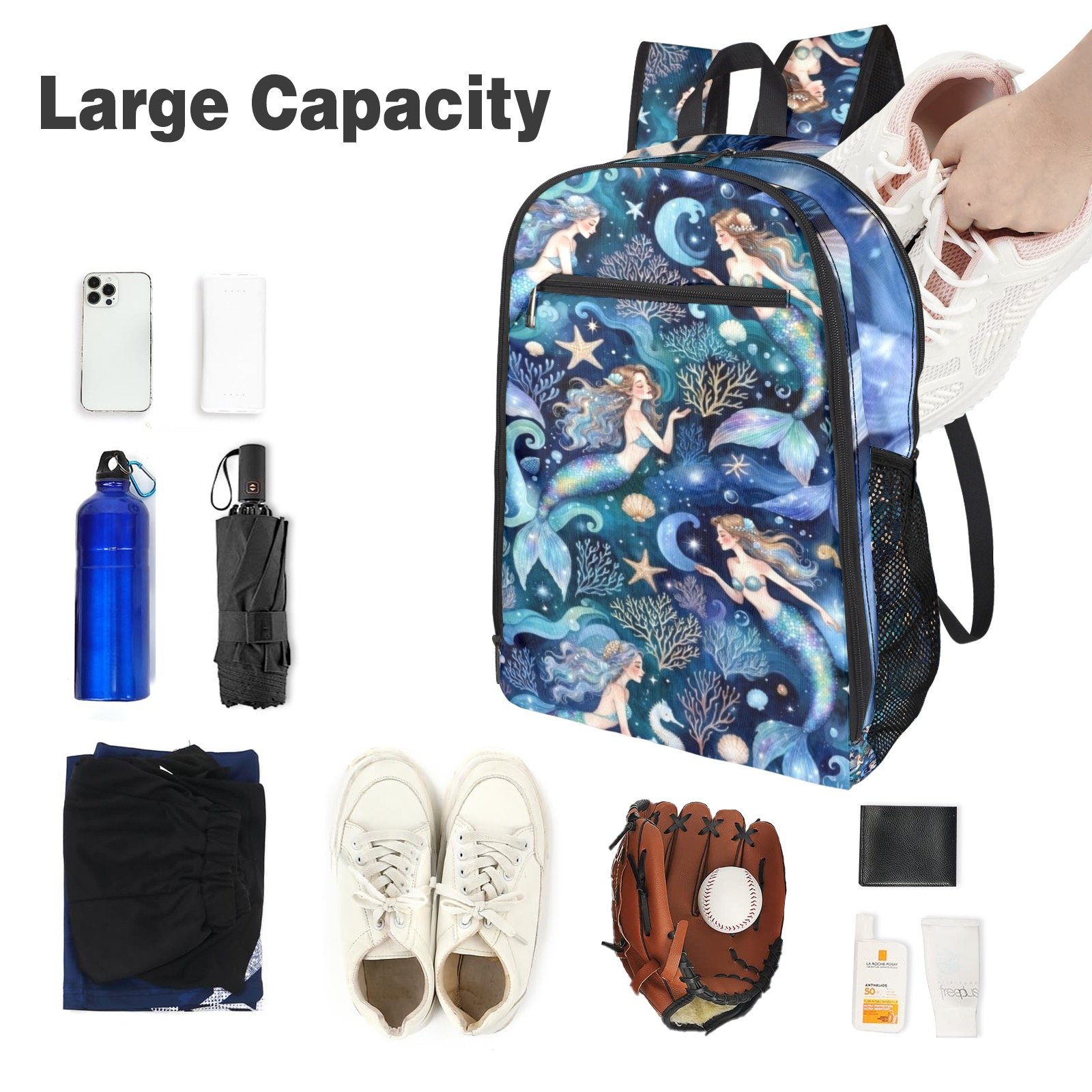 Mermaid Backpack All Over Print Leisure Sports Backpack (Model 1741) - Image 3