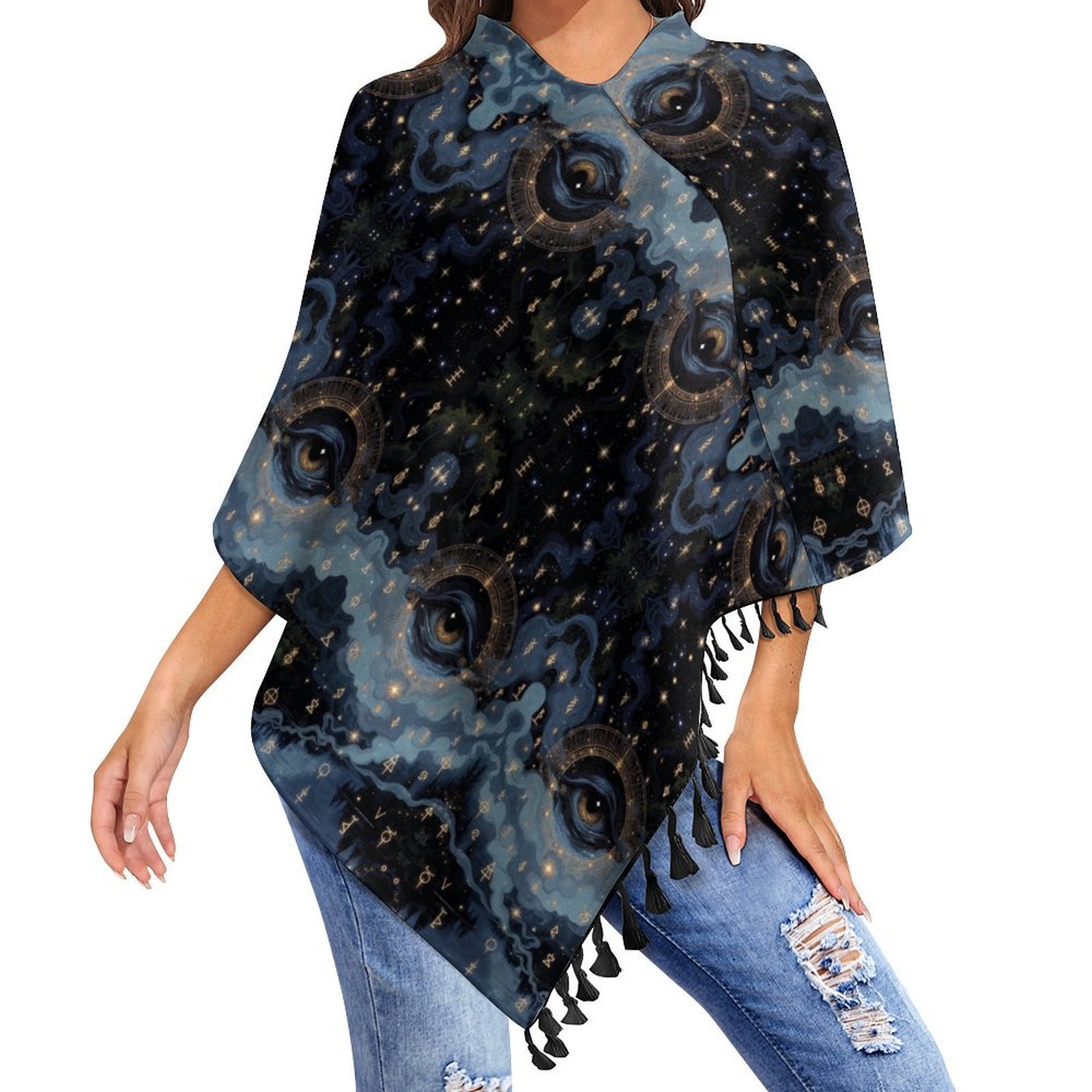 Starry eyed fringe Tassel Cape