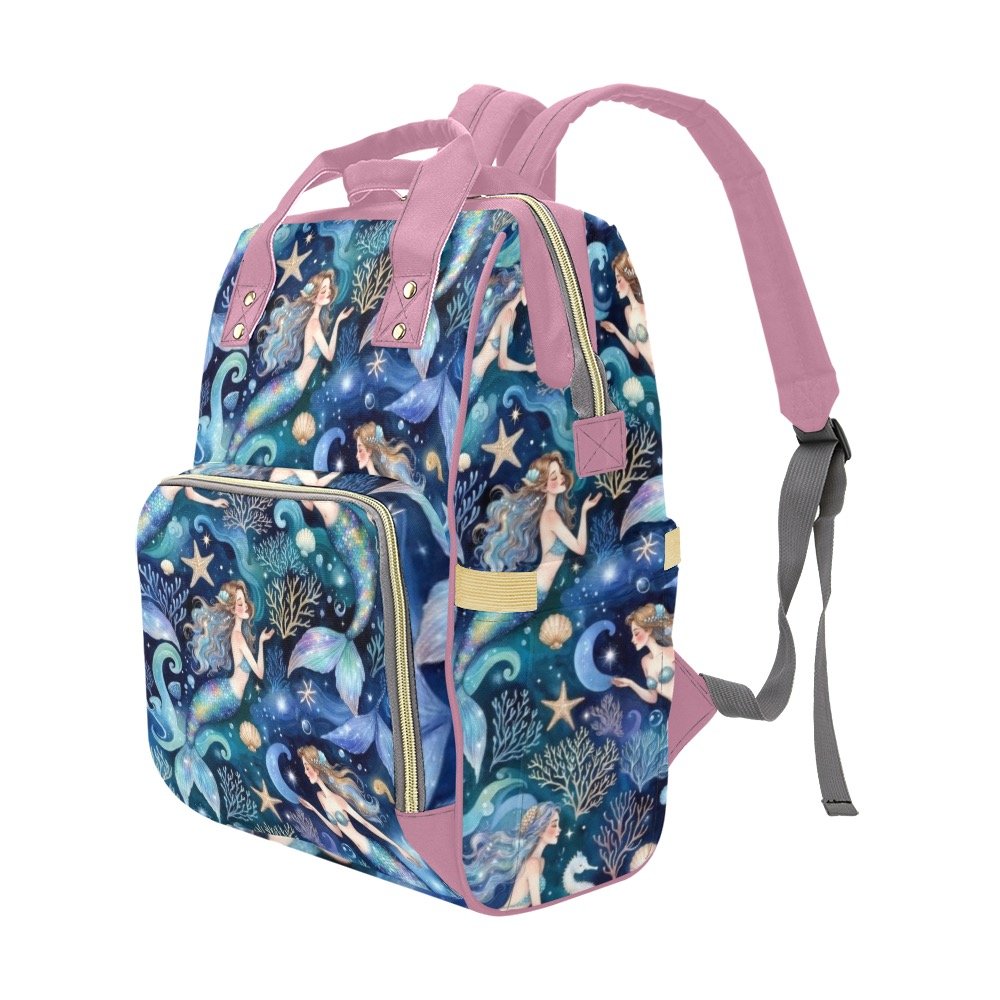 Mermaid diaper bag / backpack Pink Handle Multi-Function Diaper Backpack/Diaper Bag (Model 1688) - Image 4