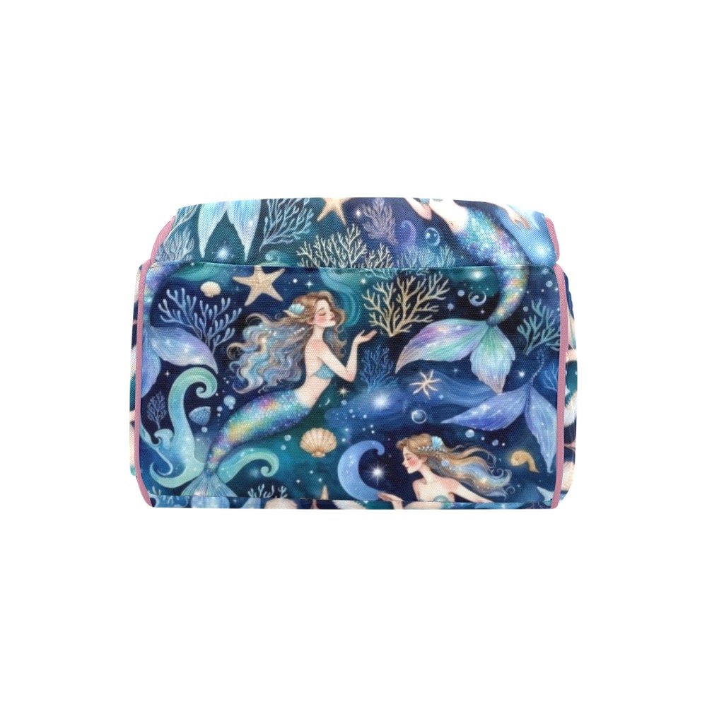 Mermaid diaper bag / backpack Pink Handle Multi-Function Diaper Backpack/Diaper Bag (Model 1688) - Image 5