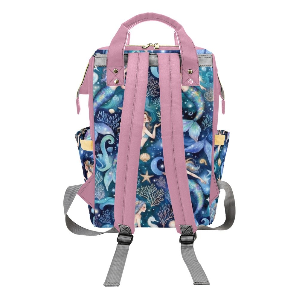 Mermaid diaper bag / backpack Pink Handle Multi-Function Diaper Backpack/Diaper Bag (Model 1688) - Image 2